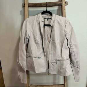 Baccini Women's Light Gray Leather Jacket